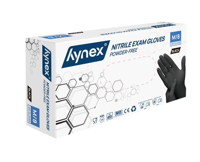 Handschoen Hynex M nitril zwart pak à 100 stuk