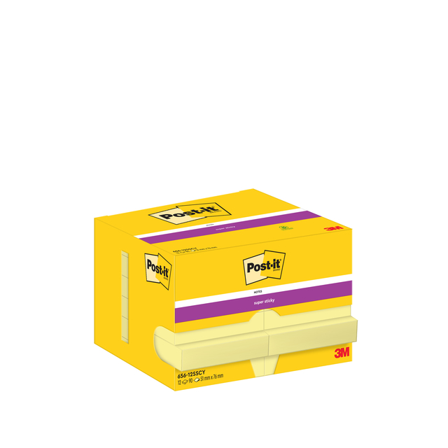 Memo Pad Post-it 656 Super Sticky 51x76mm yellow 12 pieces